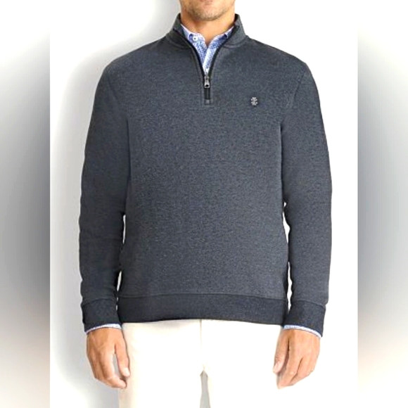 Men's Izod Dark Gray 1/4 Zip Mockneck Pullover, Size XL - Picture 1 of 7